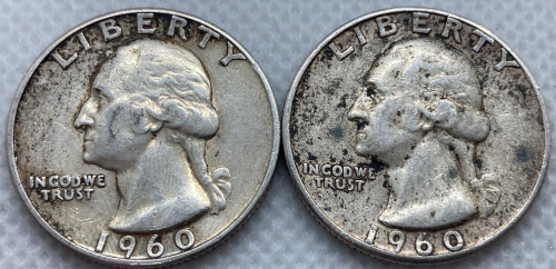 (2) 1960 90% Silver Quarters— Verified Authentic