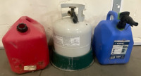 5 Gallon Gas Tank, 5 Gallon Kerosene Tank, & 5 Gallon Propane Tank