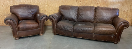 2-PIECE LEATHER SOFA AND LOVE SEAT SET