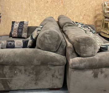 Set of Brown Loveseat Couches