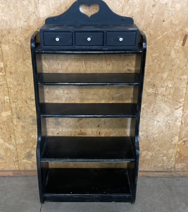 5-TIER BLACK SHELF WITH 3-DRAWER ENTRY WAY SHELF ( L 26” W 10-3/4” H 44-3/4”)