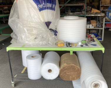 Large Rolling Shop Cart W/ Packing Materials & Tools