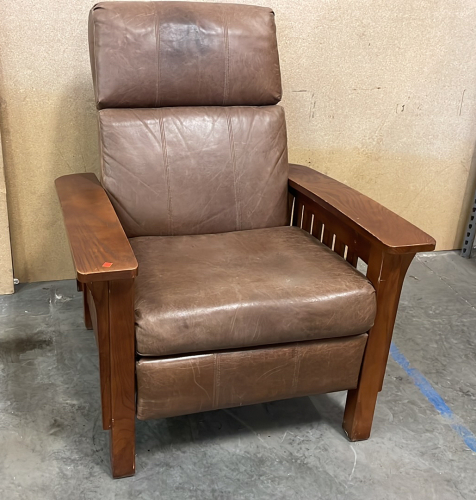 LANE BROWN LEATHER RECLINING ARM CHAIR