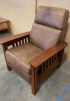 LANE BROWN LEATHER RECLINING ARM CHAIR - 3