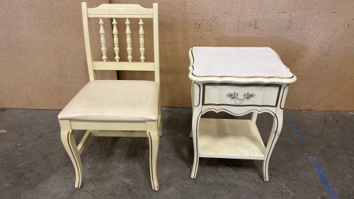 VINTAGE NIGHTSTAND WITH CHAIR