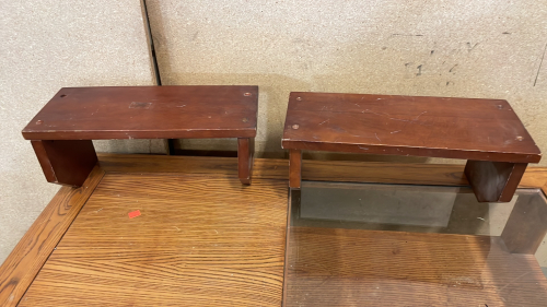 PAIR OF WOODEN SHELVES