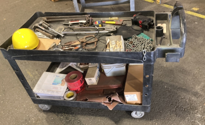 Large Metal Rolling Shop Cart W/ Hand Tools & More