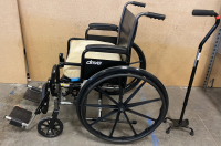 DRIVE BRAND WHEELCHAIR AND REF MEDLINE WALKING CANE - 2