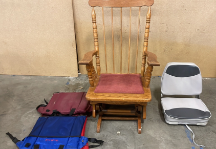 WOODEN ROCKING CHAIR WITH 3 SEAT CUSHIONS