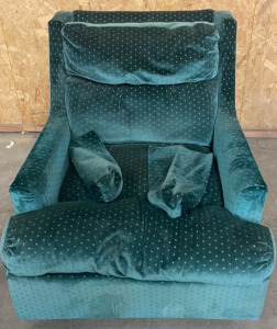 Green Dotted Velvet Armchair With Arm Rest Covers