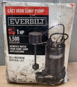 Everbilt Cast Iron Sump Pump 1Hp 5500 Gallons Per Hour