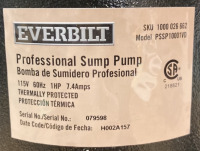 Everbilt Cast Iron Sump Pump 1Hp 5500 Gallons Per Hour - 4