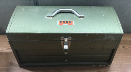 (1) Metal “Park” Tool Box (Model No. 86666), Contains (2) Pruners, (2) Senco Nail Sets, And More