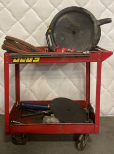 Shop Tray on Wheels With “C” Clamp, Oil Pan, Air Hoses, And More!