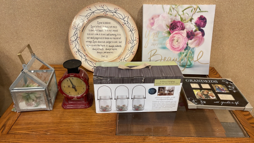 3-PIECE MASON JAR TEALIGHT SET, GRANDKIDS PICTURE FRAME, VINTAGE SCALE, AND MORE!