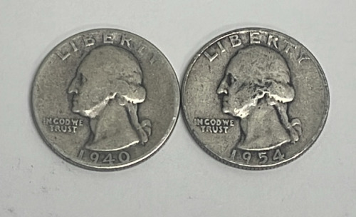 (1) 1940 And (1) 1954 Washington 90% Silver Quarters