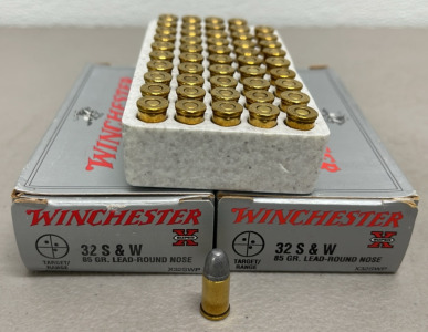 (100) Rounds Winchester 32 S & W 85 Gr. Lead Round Nose Cartridges