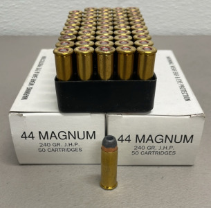 (100) Rounds Of 44 Magnum .240 Grain Ammunition Cartridges