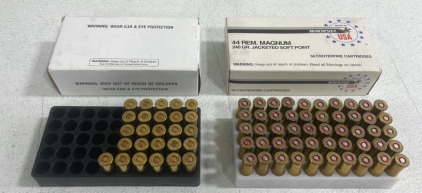 (1) Box Of (26) Miwall Corporation 44 Special 240 Grain Lead Semi-Wardcutter Ammunition Cartridges (1) Box Of (50) Winchester 44 REM. Magnum 240 Grain Jacketed Soft Point Ammunition Cartridges