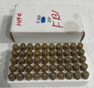 (1) Box Of (50) Unbranded 9mm F.M.J. Ammunition Cartridges