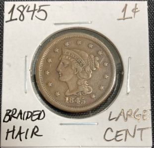 1845 Braided Hair Large Copper Cent