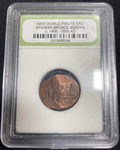 New World Spanish Bronze Nummis Coin