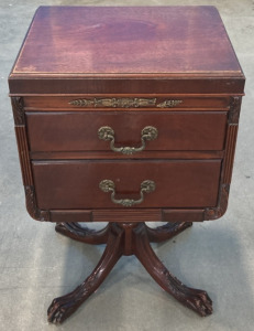 Vintage Rotating Side Table w/ (2) Drawers