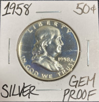 1958 Gem Proof Silver Franklin Half Dollar