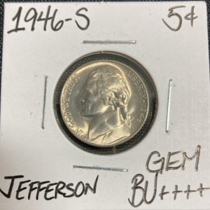 1946-S Gem BU++++ Vintage Jefferson Nickel