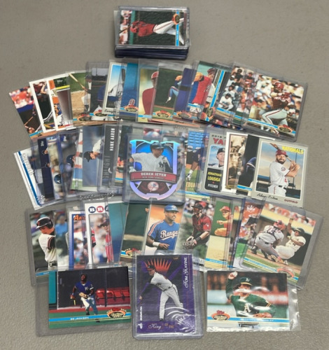 (70+) MLB Collectible Cards (Sleeved)…. Bo Jackson, Tom Glavine, Derek Jeter, And More