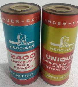 (2) Vintage Hercules Smokeless Rifle Powder