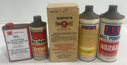 (5) Assorted Gun Power And Powder Solvent