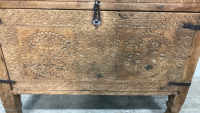 Antique Wood Chest w/ Hand Forged Hinges & Nails - 2