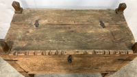 Antique Wood Chest w/ Hand Forged Hinges & Nails - 5