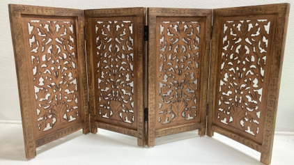 Vintage Carved Wood Folding Divider