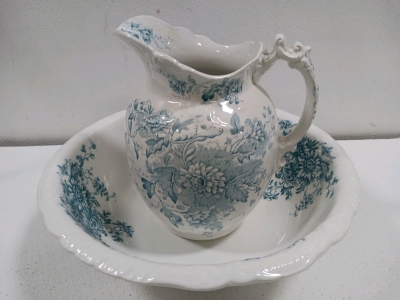 J.H.W & Sons Hanley England Pitcher & Bowl (Semi Porcelain)