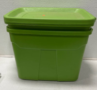 (2) 18 Gallon Rugged Totes W/Lids (Green)