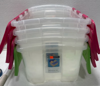 (4) Real Organized Storage Tote (Pink & Green)