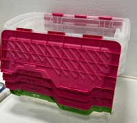 (4) Real Organized Storage Tote (Pink & Green) - 2