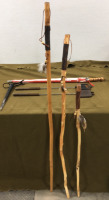 (3) Handcrafted Walking Sticks & More