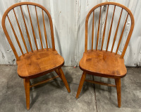 (1) Brown Wooden Bookshelf (2) Wooden Chairs - 3