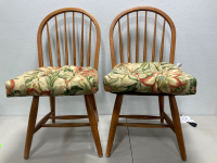 (2) Wooden Chairs with Pillows