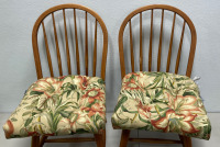 (2) Wooden Chairs with Pillows - 2