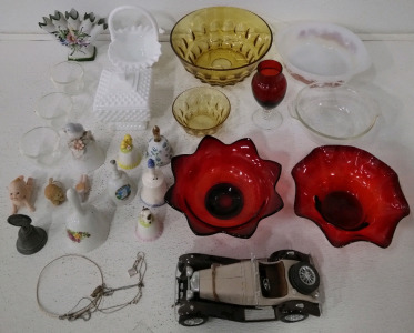 Decorative Bowls (8) Bells (3) Glass Cups (1) Old Car