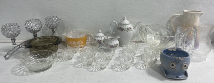 (1) Tea Set (1) Punch Bowl With Cups (1) Large Pitcher And More!