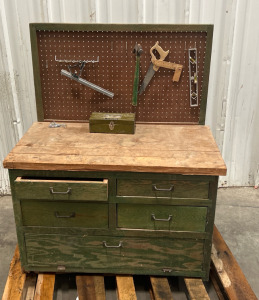 Wooden Work Bench W/Tools