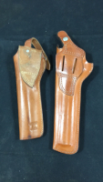 (2) Leather Holsters, (1) Leather Gun Belt & Cabela’s Telescoping Spotting Scope Bypod - 2