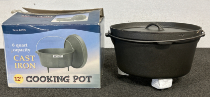 6 Quart Cast Iron 12" Cooking Pot With Lid