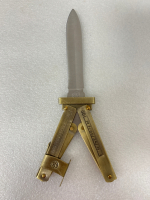 Brass Toned Illuminated Dial Hunters Compass And Scissor Action German Paratrooper Knife - 5