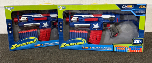 (2) New In Box Z-Blasterz Soft Projectile Launcher Long Range Motorized Z Blaster